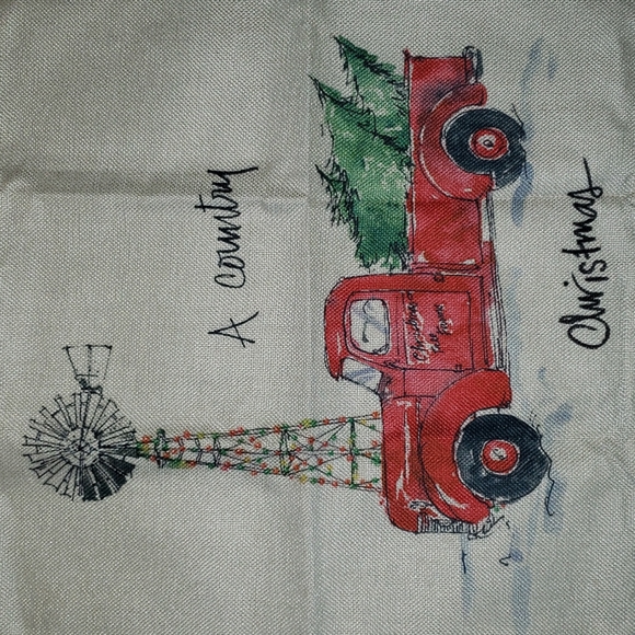 Farm Windmill Christmas Truck Pillow Cover. Christmas Tree - Picture 11 of 11